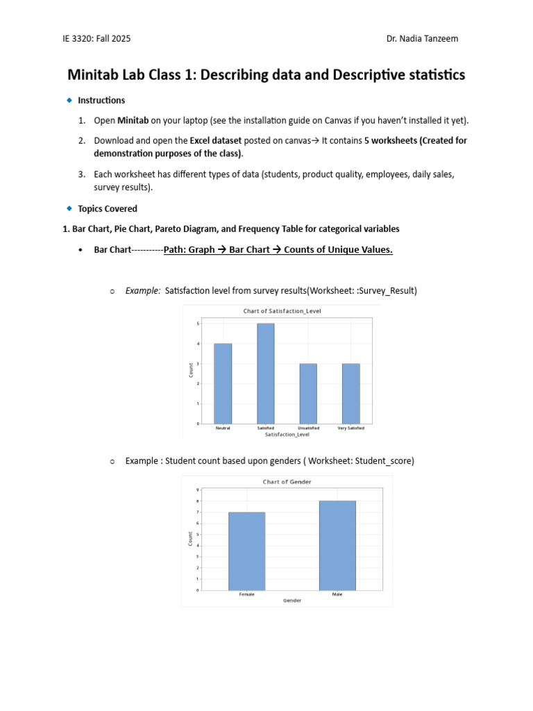 Minitab Lab: Data Visualization Techniques | PDF | Descriptive ...