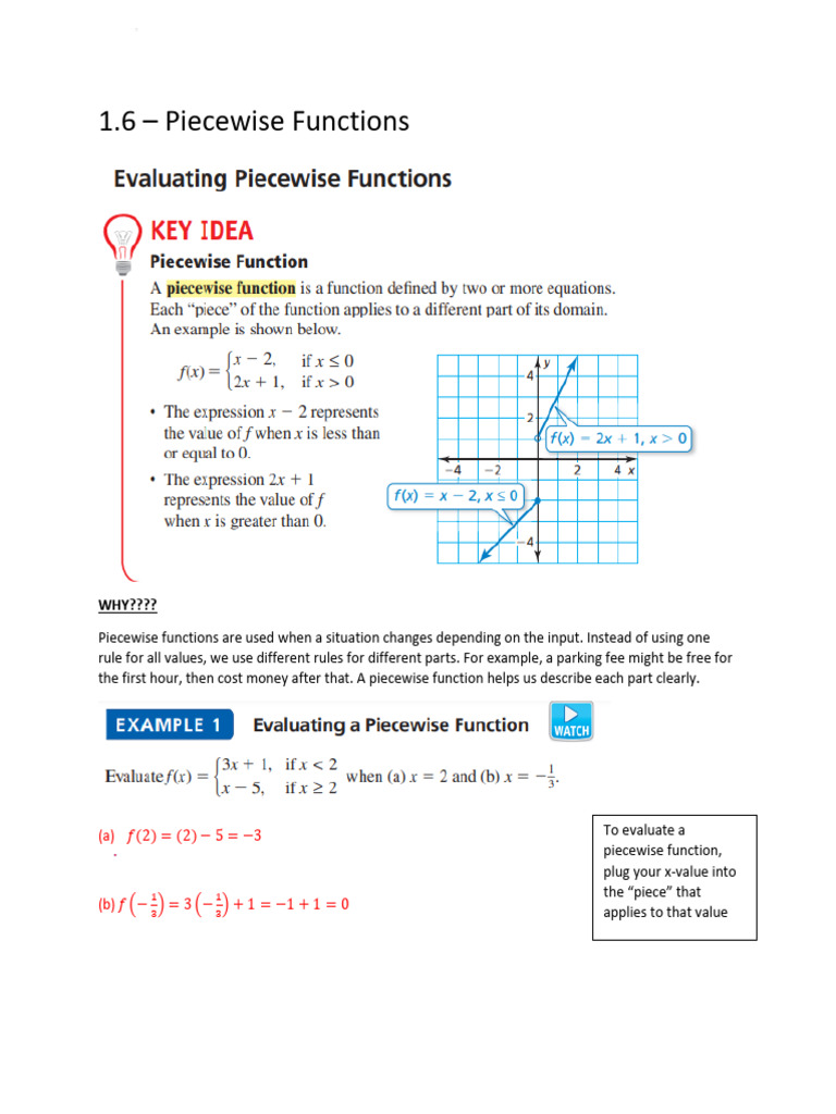 Notes+ +1.6+Piecewise+Functions | PDF
