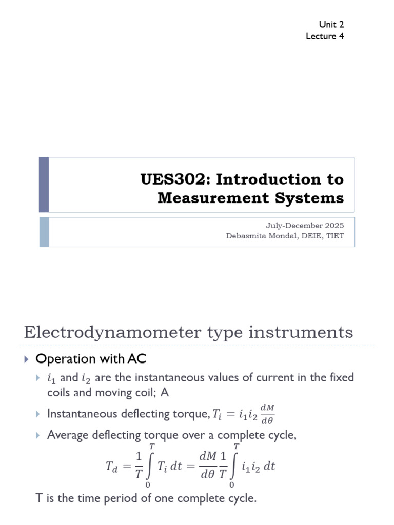 Electrodynamometer Ammeter Overview | PDF | Inductor | Electromagnetism