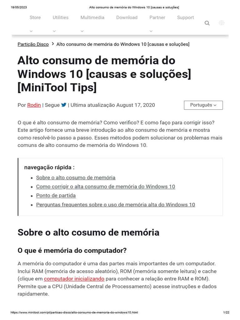 Alto Consumo de Memória no Windows 10 | PDF | Armazenamento de dados de ...