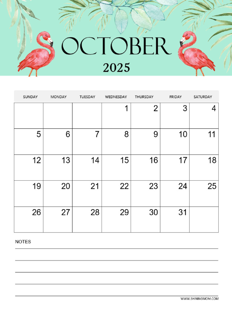 Oct 2025 Calendar by Shining Mom | PDF