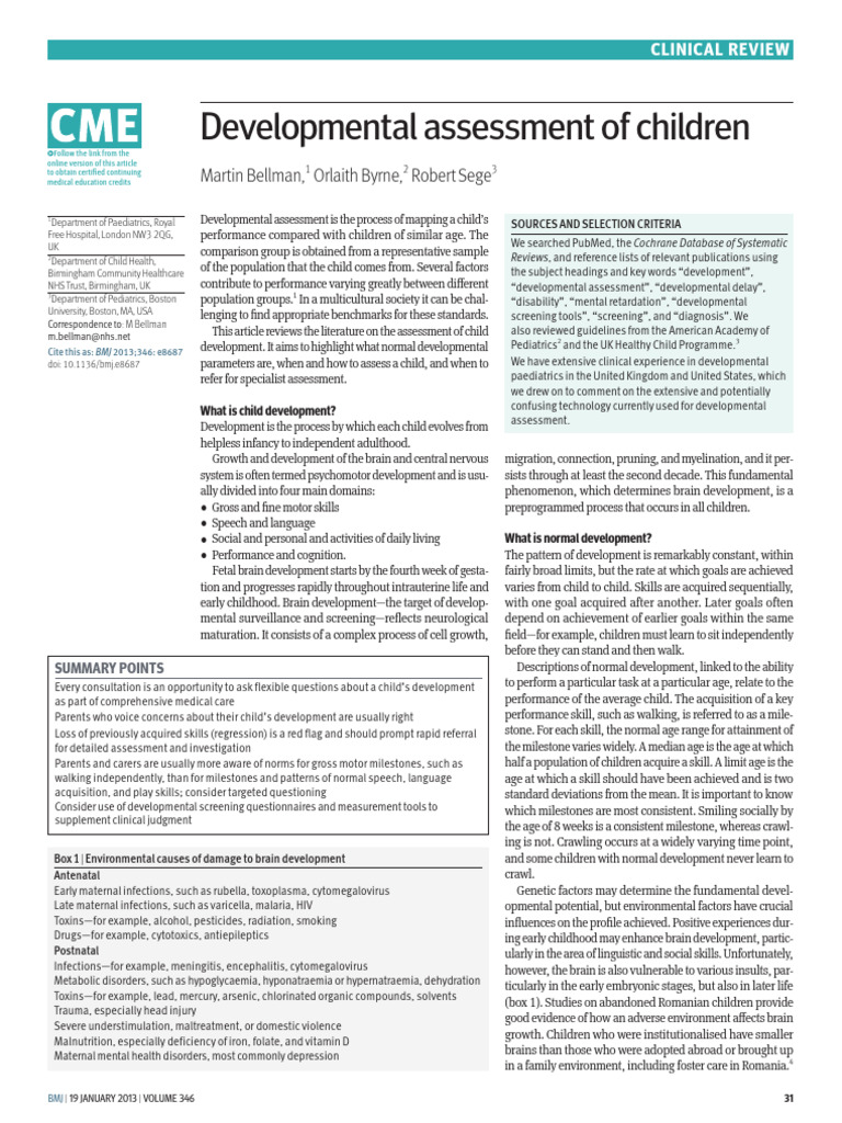 Child Development Assessment Guide | PDF | Intellectual Disability ...