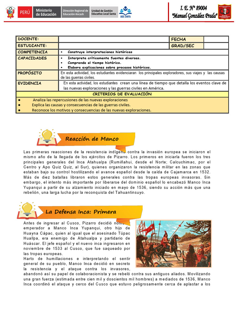 Ficha de Actividad #23 | PDF | Imperio Inca