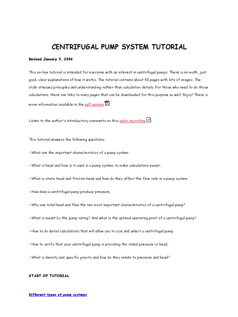 Centrifugal Pump System Basics Guide | PDF | Pump | Pressure