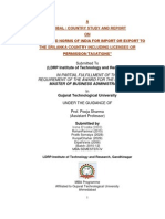 A Global / Country Study and Report ON "Policies and Norms of India For Import or Export To The Srilanka Country Including Licenses or Permission Taxations"