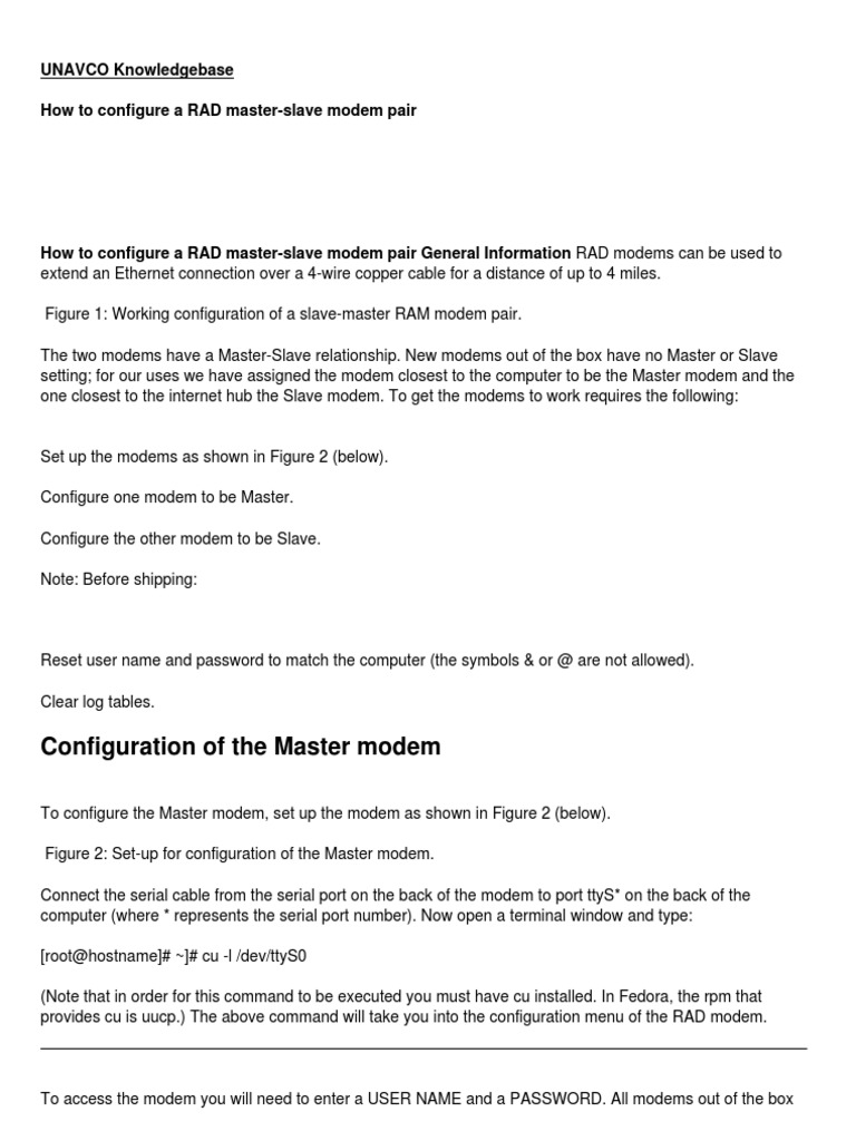 How To Configure A RAD Master-Slave Modem Pair | PDF | Modem | Ip Address