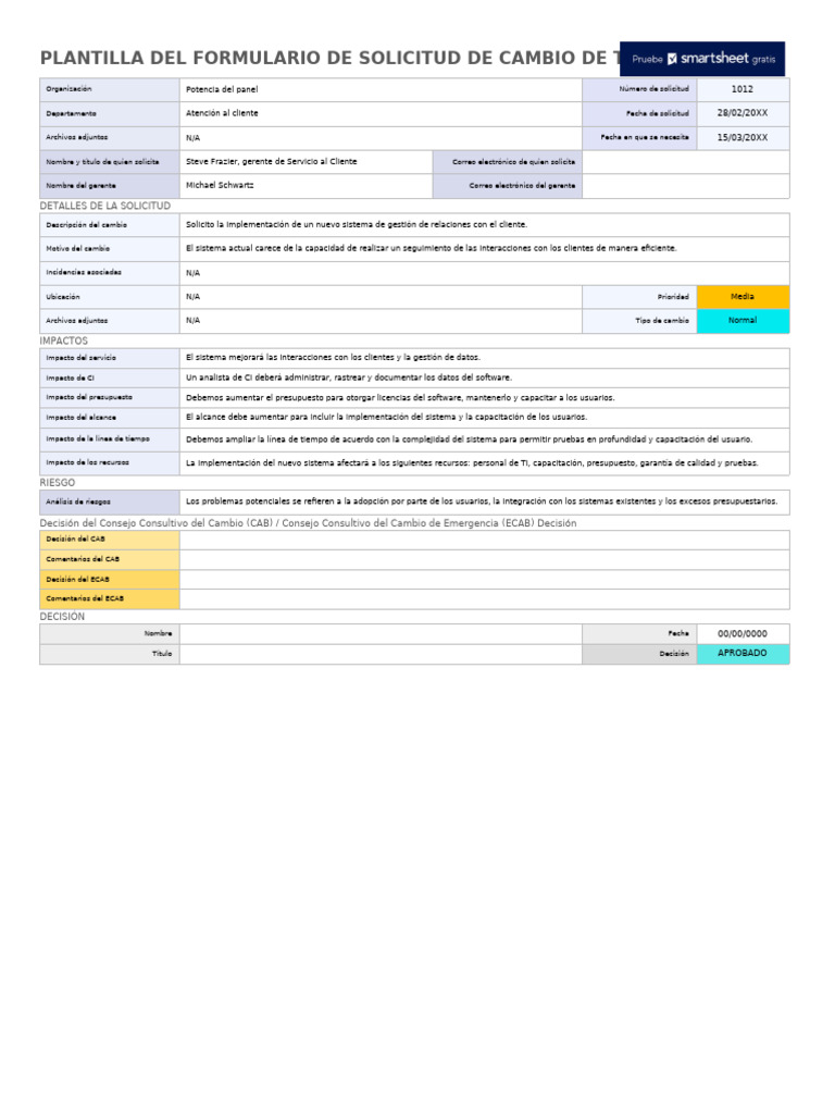 IC IT Change Request Form Example Template 28118 - ES | PDF | Software ...