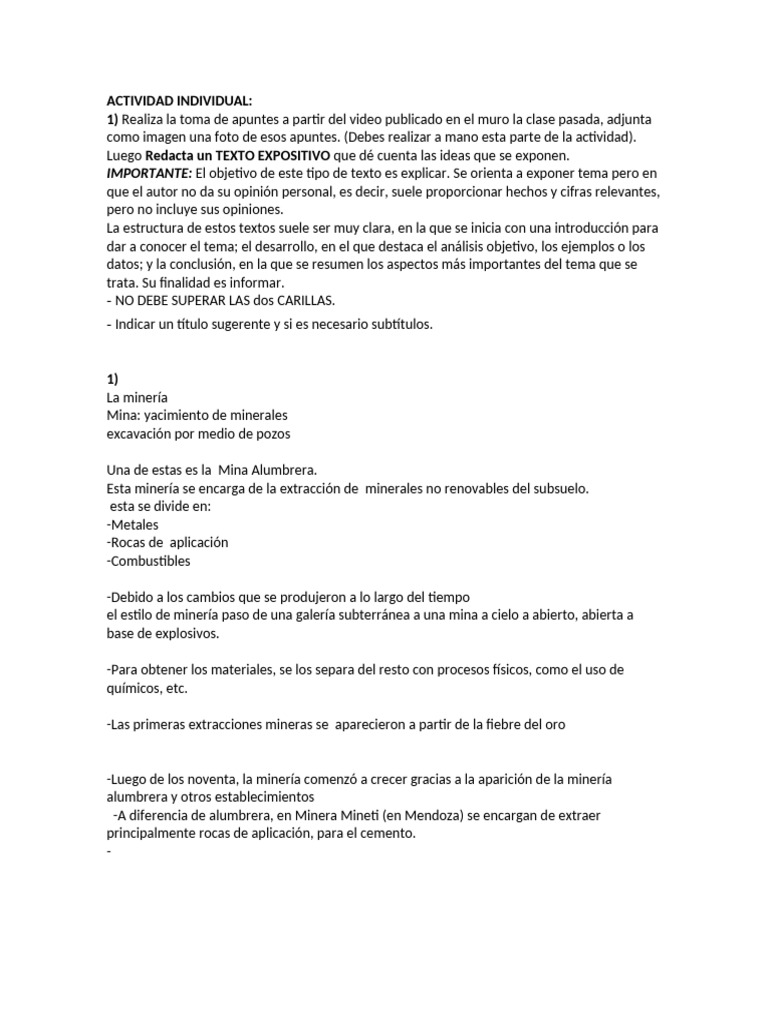 Actividad sobre minería en Argentina | PDF | Minería
