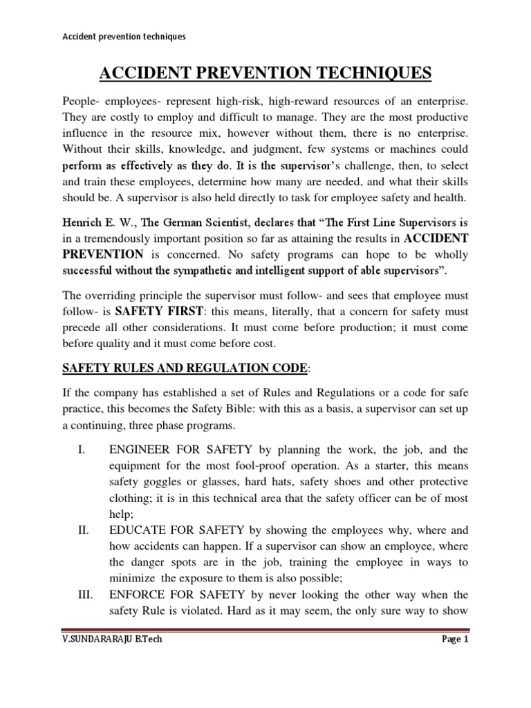 Accident Prevention Techniques | PDF | Occupational Safety And Health ...