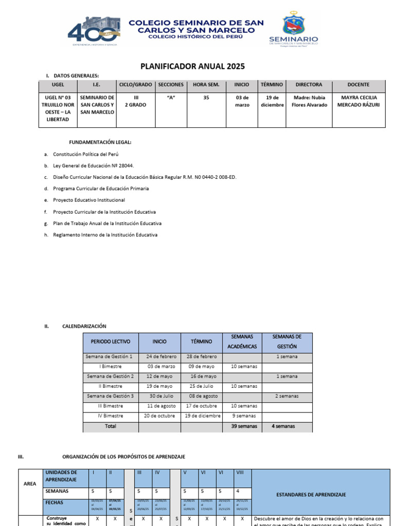 Planificador Anual 2025 para Educación Primaria | PDF | Iniciativa ...