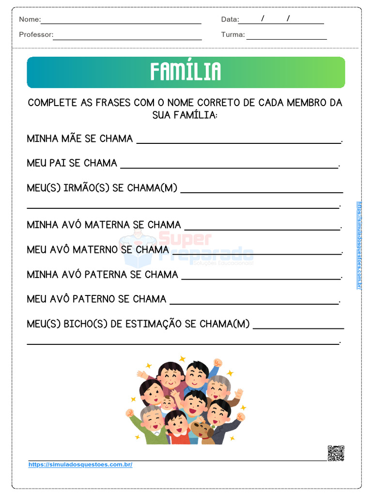 Atividades sobre Família para Crianças | PDF