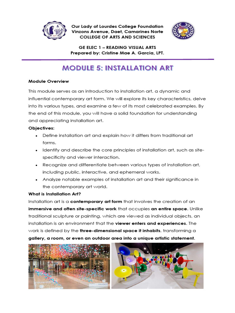 Introduction to Installation Art Module | PDF | Installation Art ...