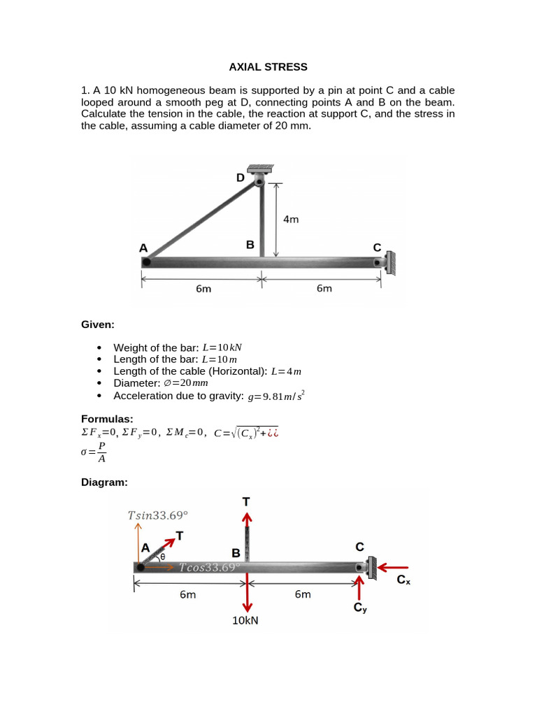 Axial and Shearing Stress Calculations | PDF | Stress (Mechanics ...