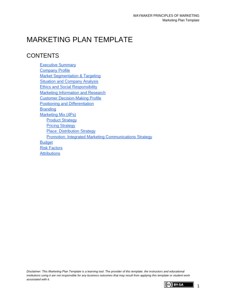 Marketing Plan Template Guide | PDF | Marketing | Brand