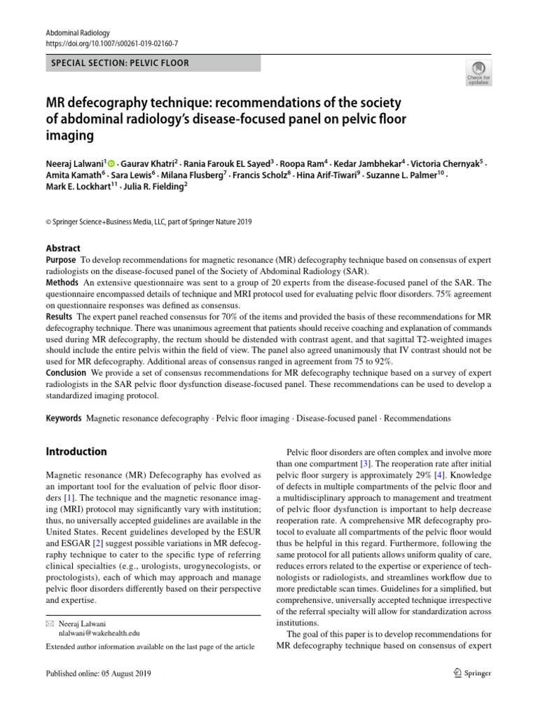 MR Defecography Protocol Recommendations | PDF | Magnetic Resonance ...