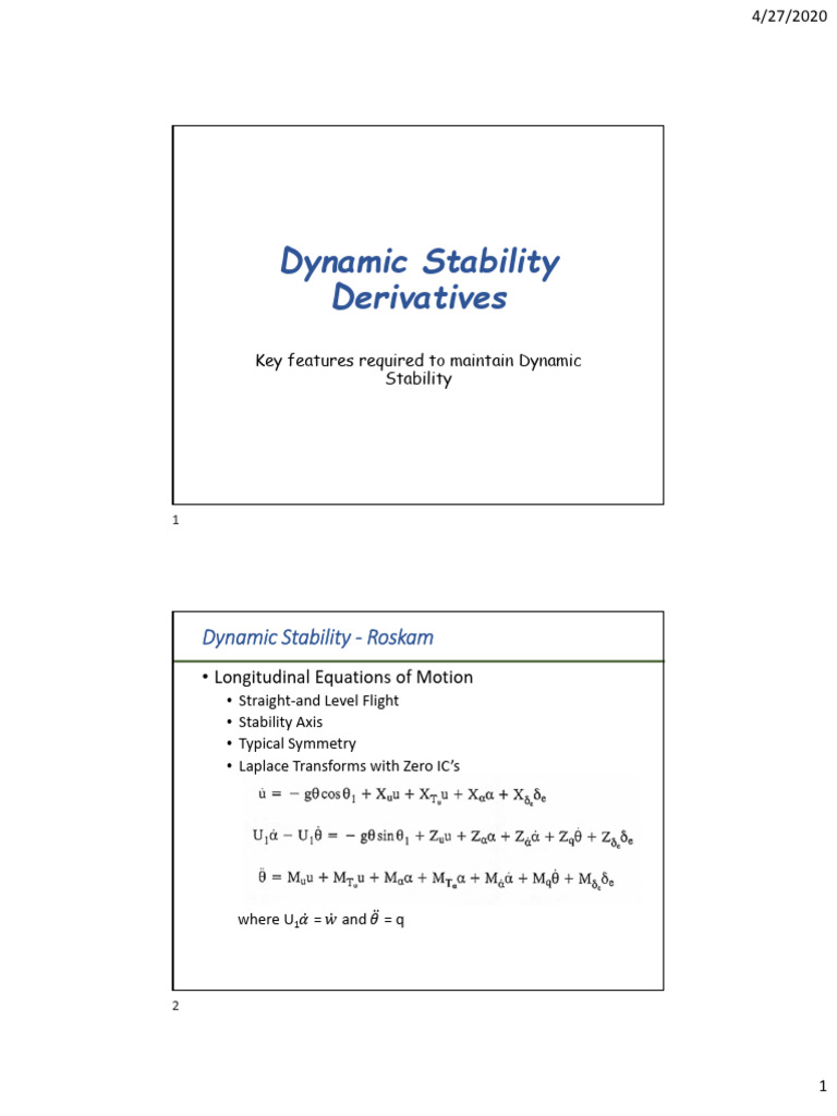 Dynamic Stability Derivatives Overview | PDF | Aerodynamics | Mach Number