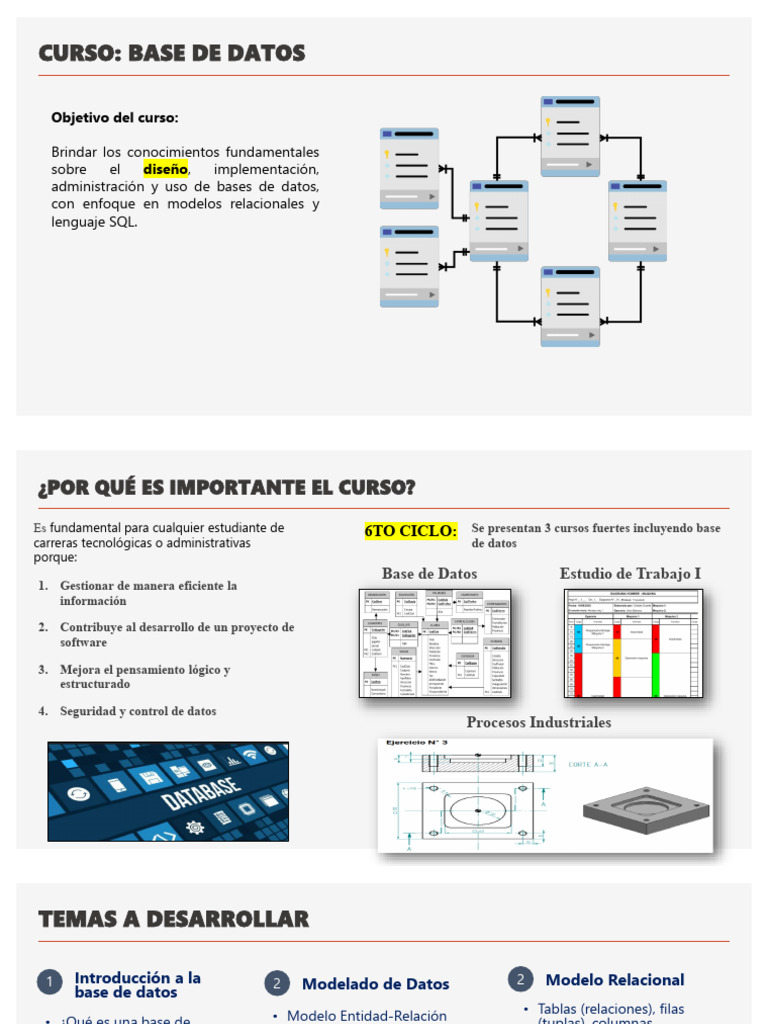 Base de Datos Diapositivas | PDF | SQL | Bases de datos