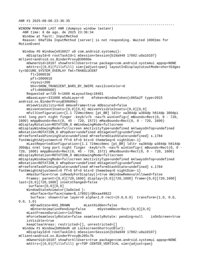 Android ANR Report: InputMethod Issue | PDF | Mobile Computers | Software