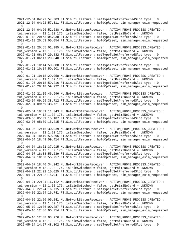 eSIM Management and Network Status Logs | PDF