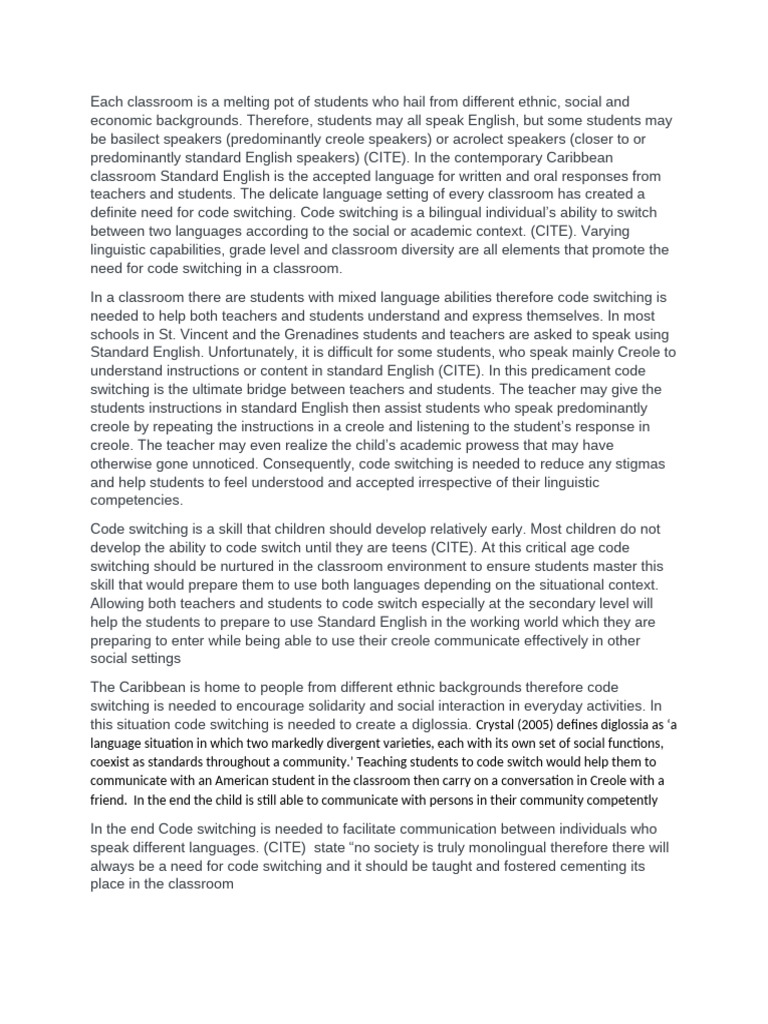 Importance of Code Switching in Classrooms | PDF | English Language ...
