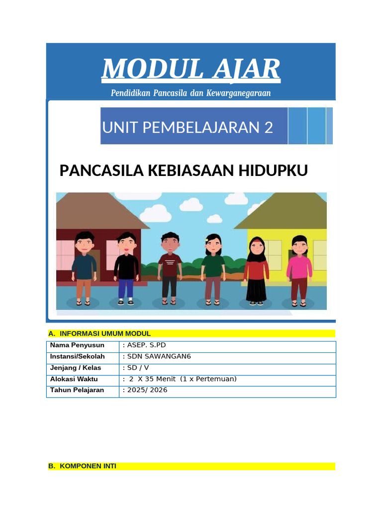 Modul Ajar Pendidikan Pancasila Bab 2 Kelas 5 | PDF