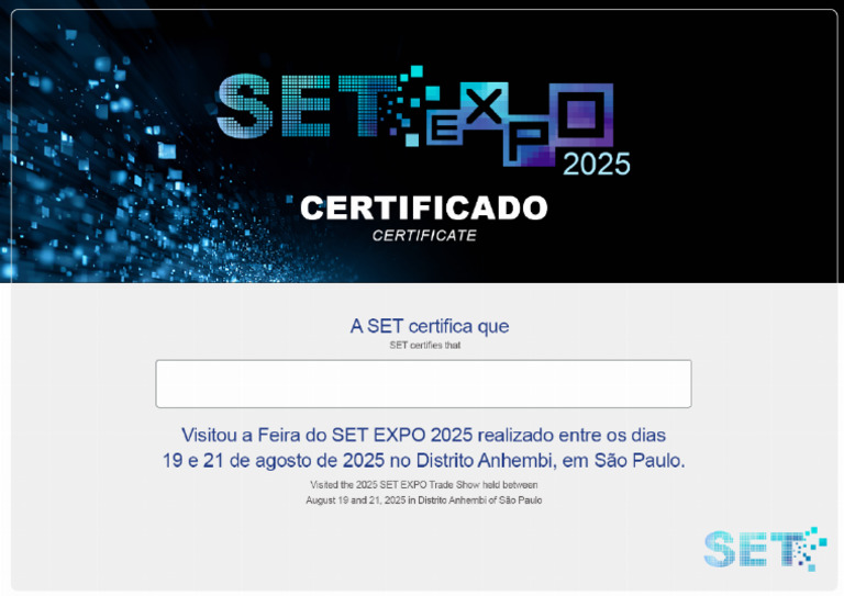 Certificado SET EXPO | PDF