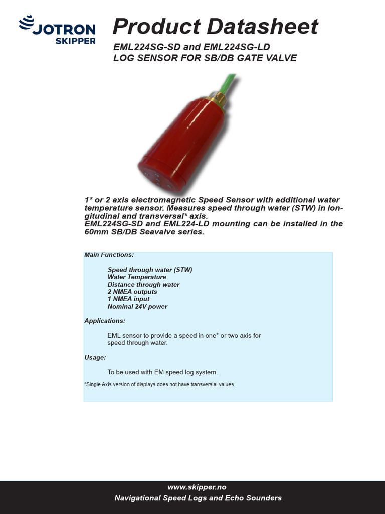 EML224 Speed Sensor Datasheet | PDF | Measuring Instrument | Equipment