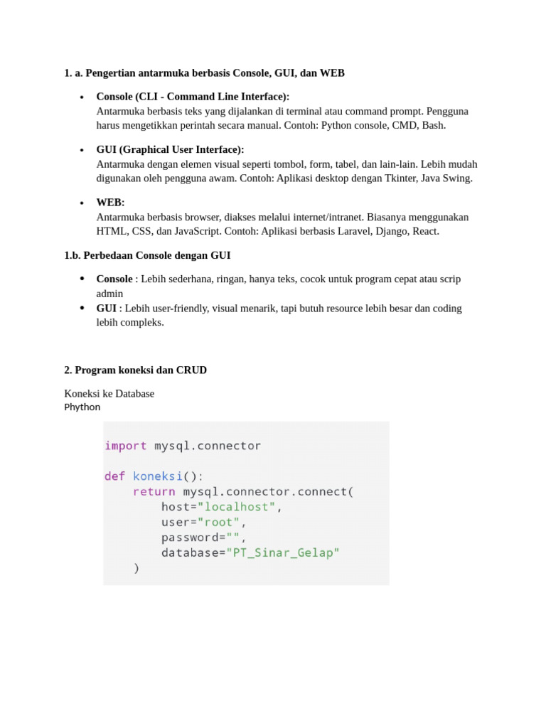 Antarmuka Console, GUI, dan Web dalam Python | PDF