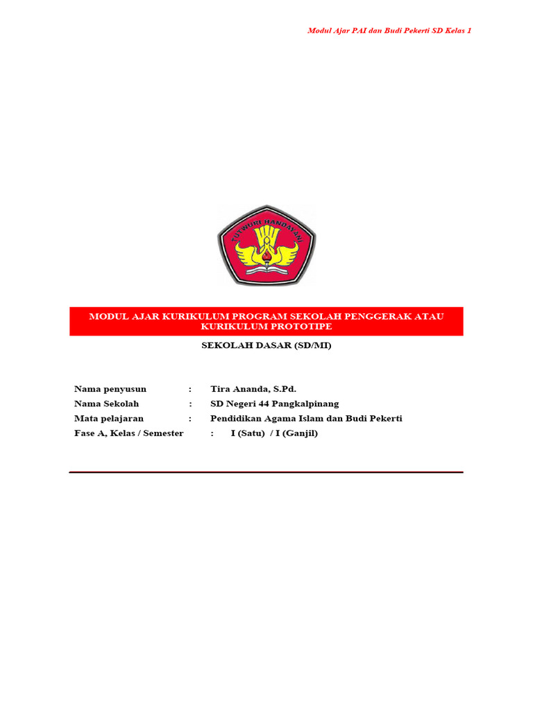 Modul Ajar PAI Kelas 1 SD 2022 | PDF