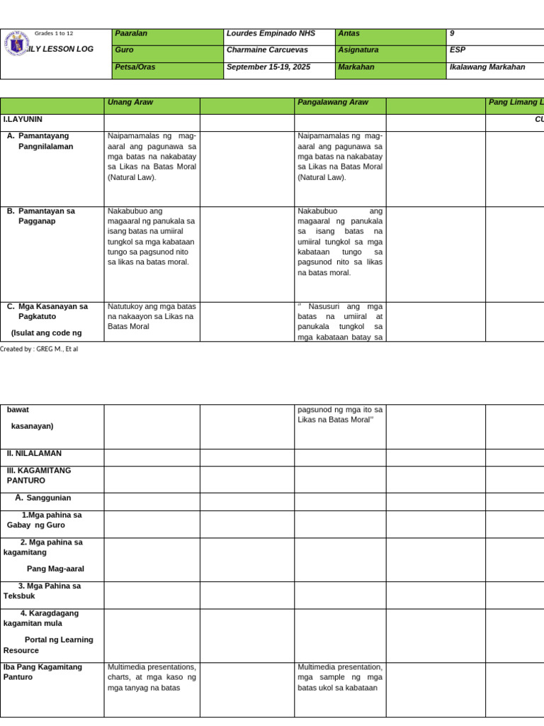 Esp9 Q2 WK3 Done | PDF