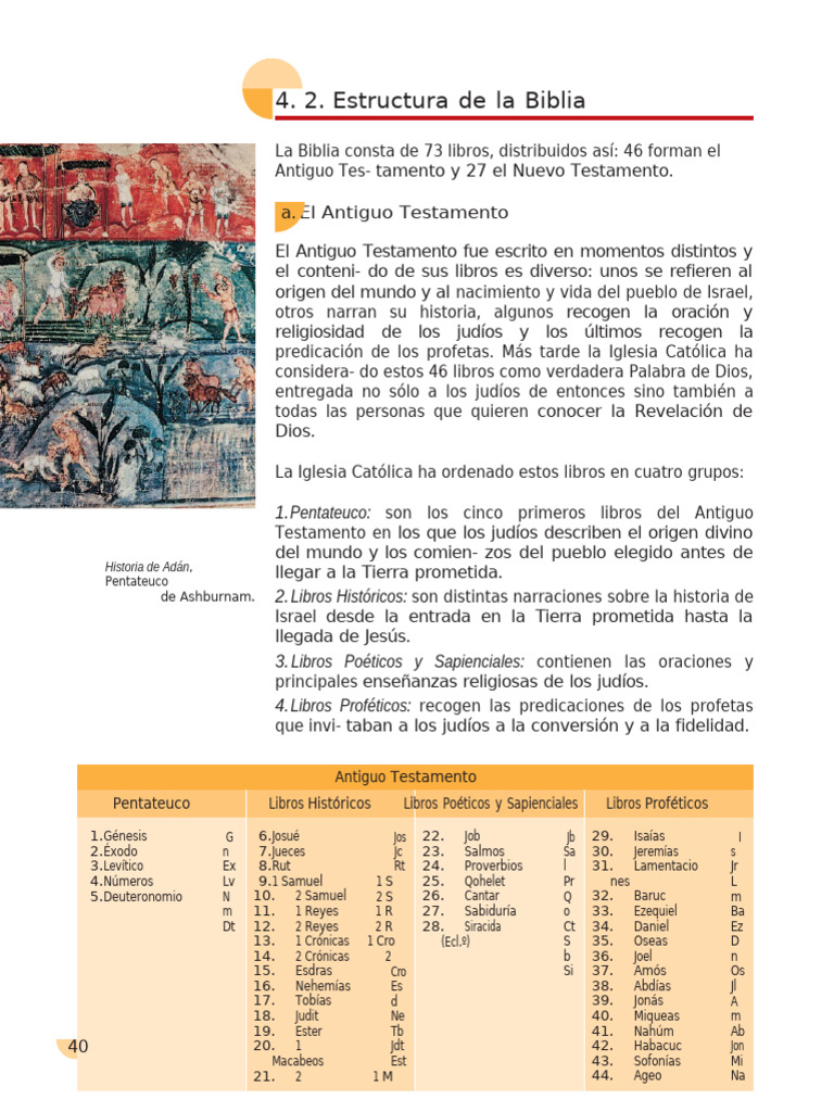 Estructura de la Biblia: 73 libros | PDF | Biblia | Viejo Testamento