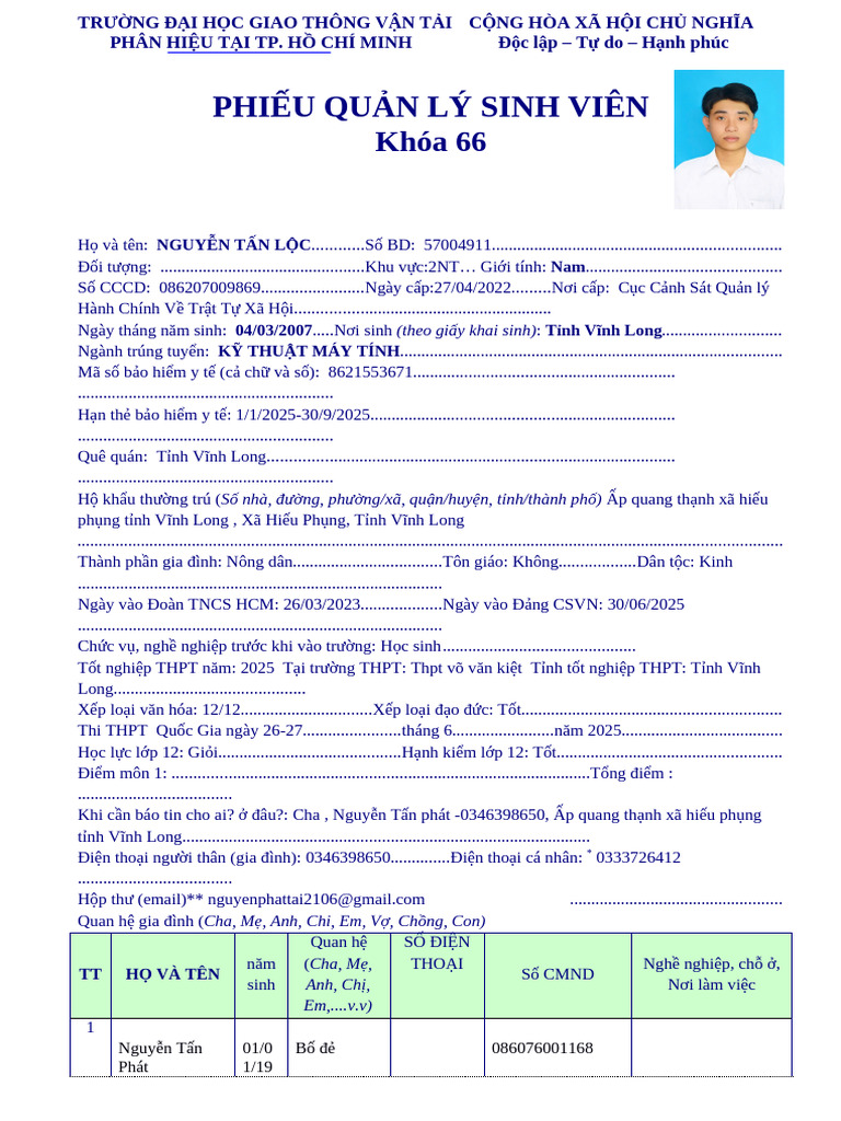 Phieu QLSV | PDF