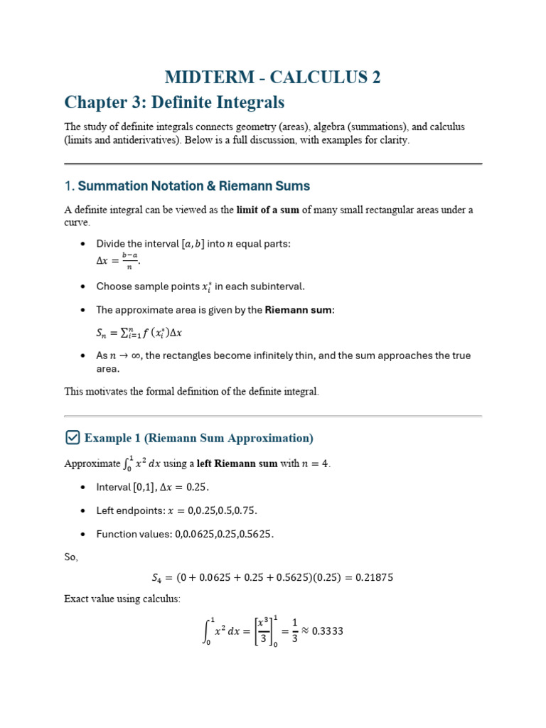 Chapter 3 - Definite Integrals | PDF | Integral | Summation