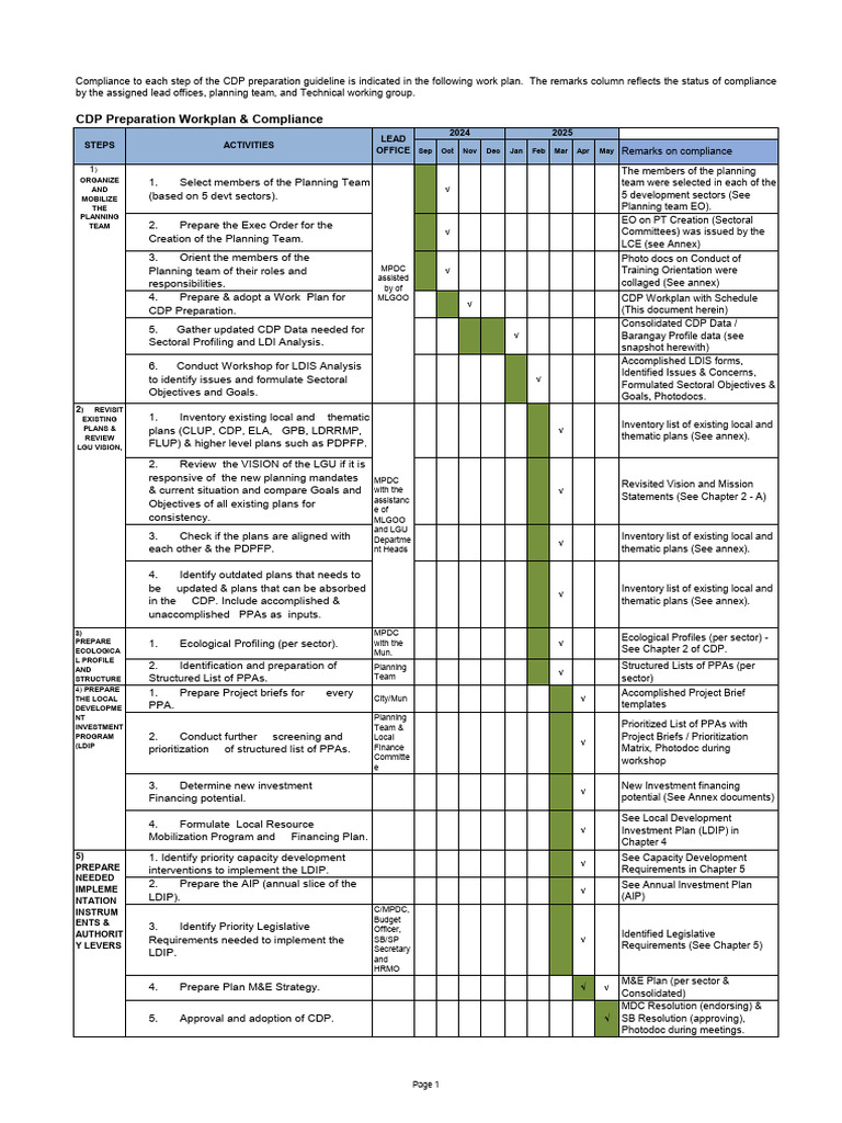 CDP Preparation Workplan Overview | PDF
