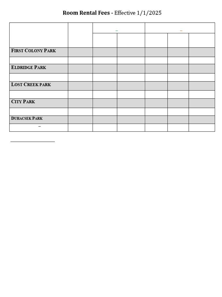 Room Rental Fees Effective 2025 | PDF
