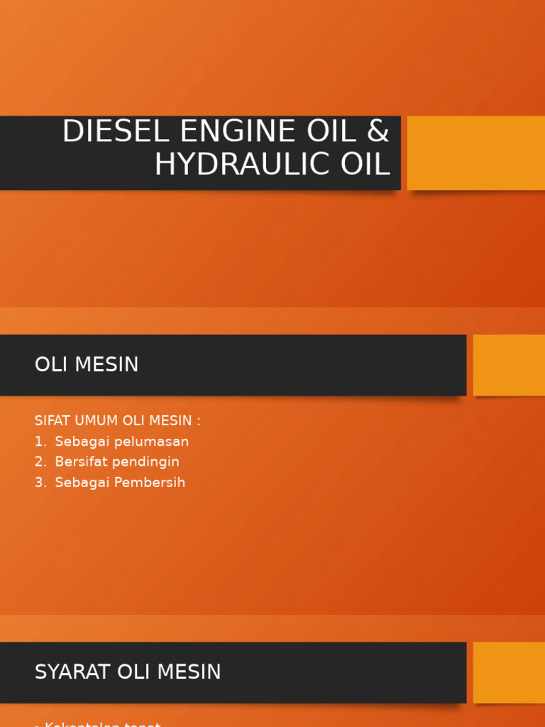 Diesel Engine Oil & Hydraulic Oil | PDF