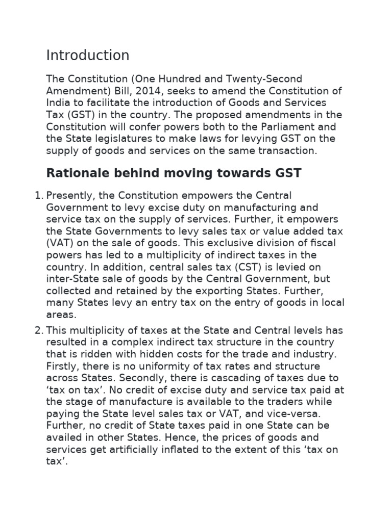 Overview of India's GST Amendment Bill | PDF | Taxes | Value Added Tax