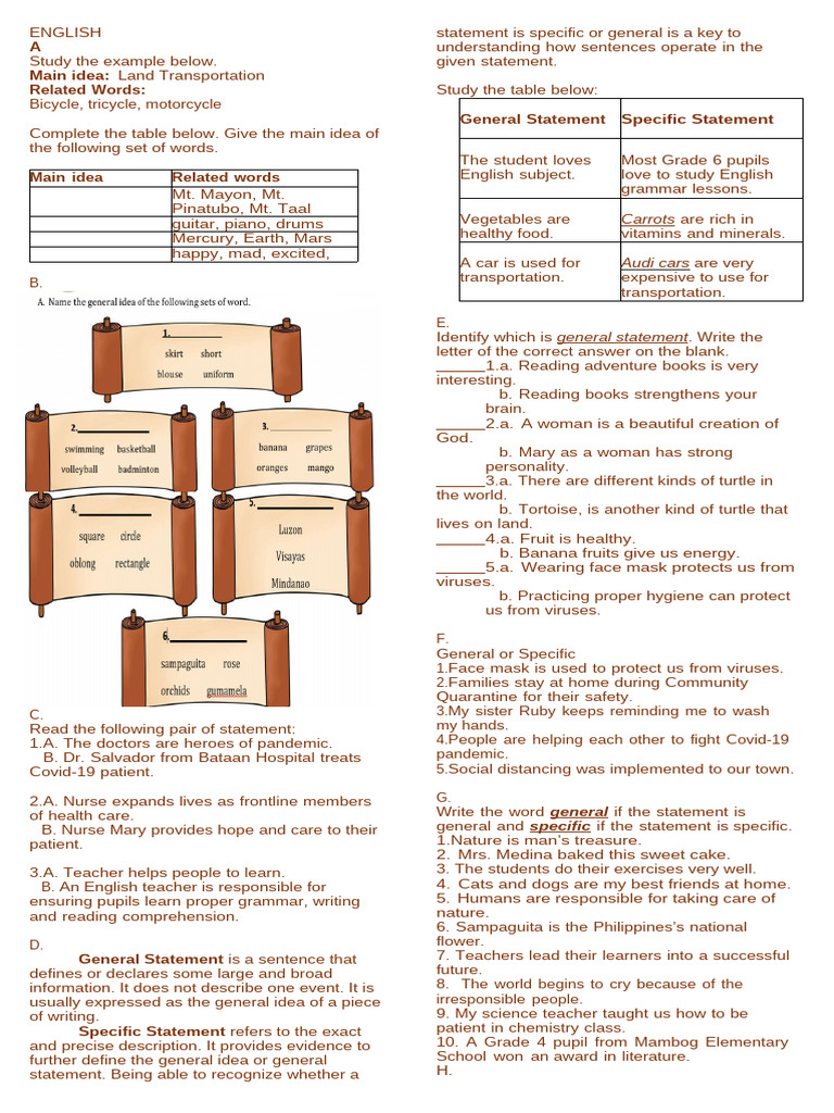 Understanding General and Specific Statements | PDF | Triangle ...