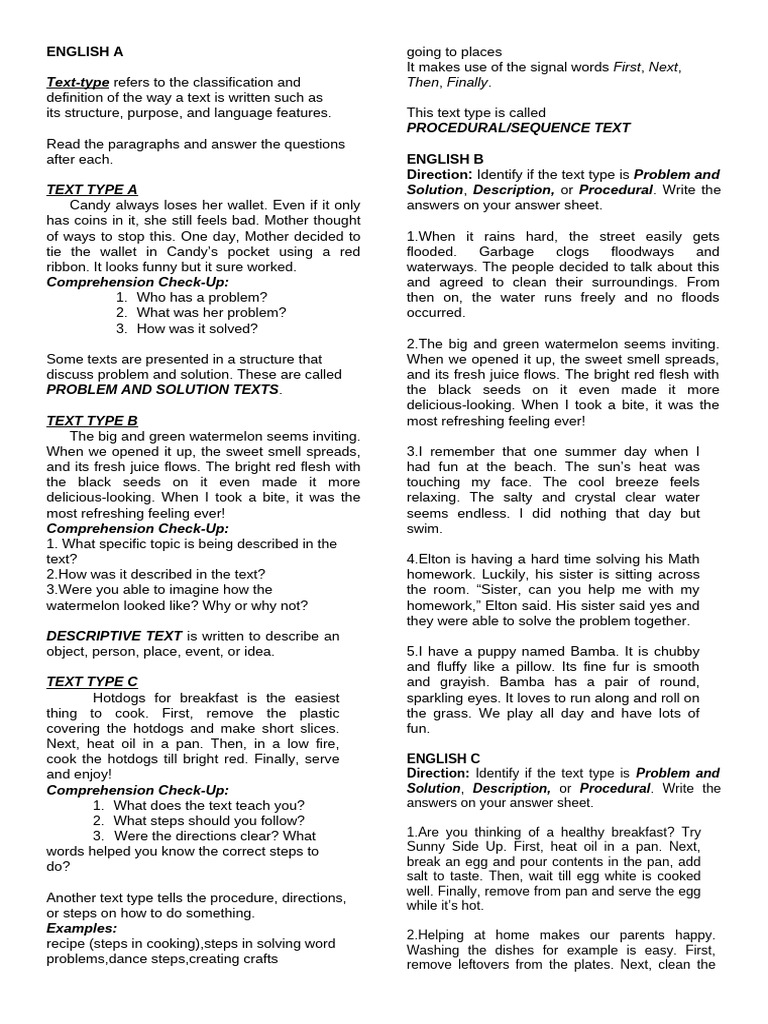 Understanding Text Types in English | PDF