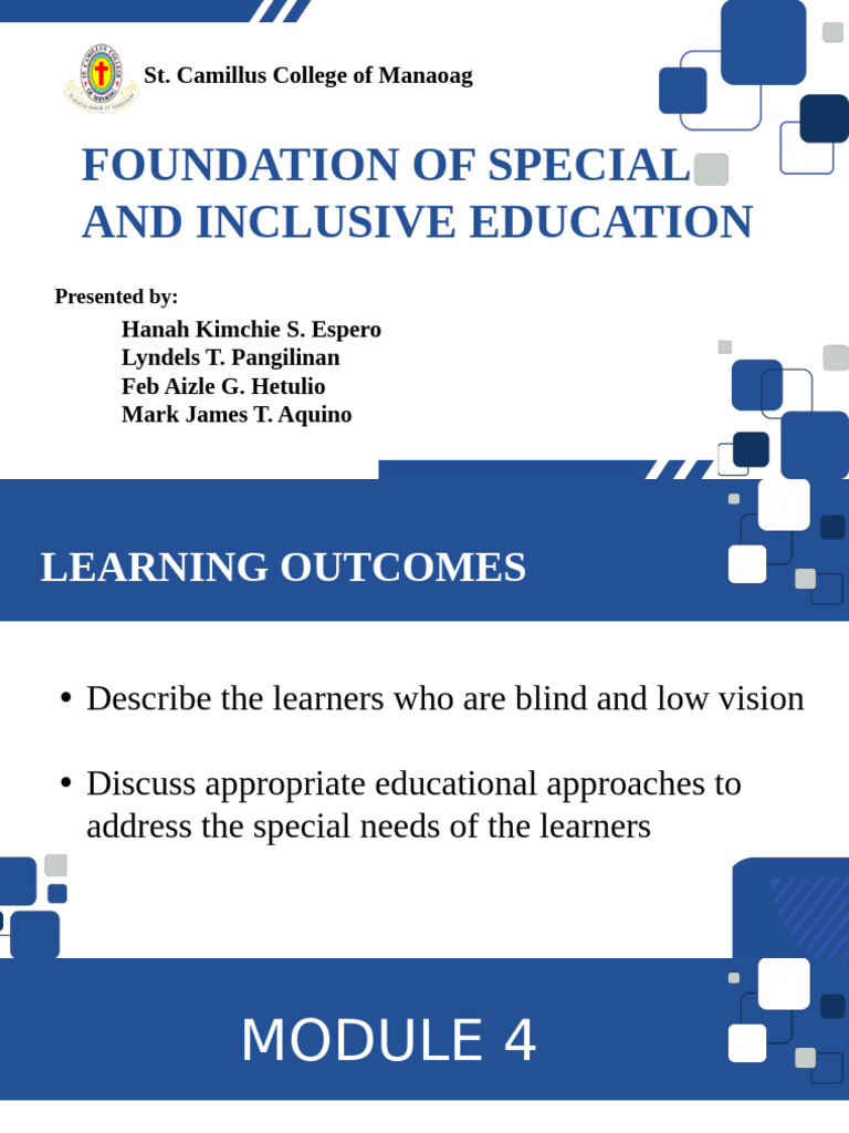Special Education for Blind Learners | PDF | Visual Impairment | Visual ...