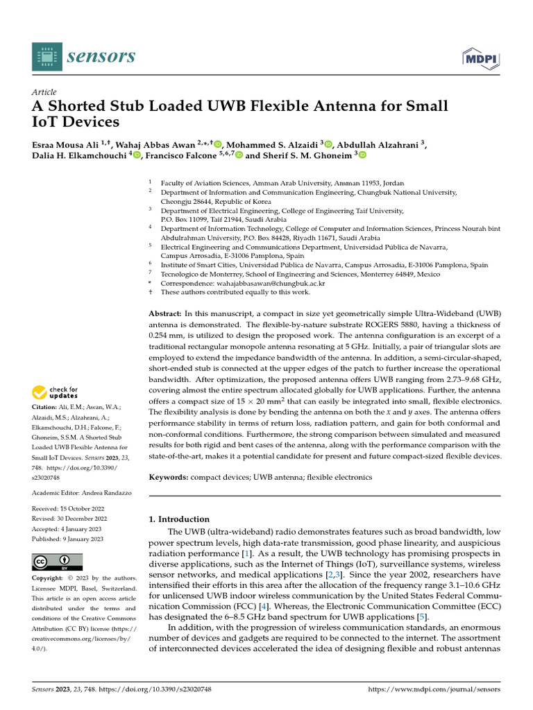 UWB Flexible Antenna for IoT Devices | PDF | Antenna (Radio) | Ultra ...