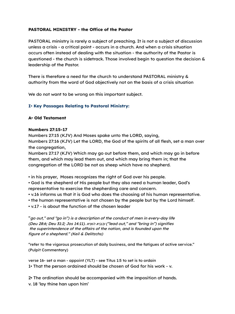 Understanding Pastoral Ministry Roles | PDF | Pastor | Shepherd