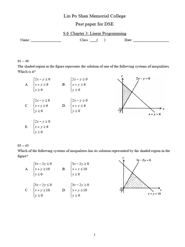 DSE Linear Programming Past Paper | PDF | Mathematics