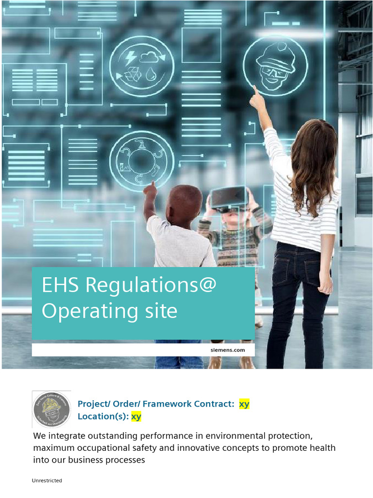 Siemens EHS Regulations for Contractors | PDF | Occupational Safety And ...