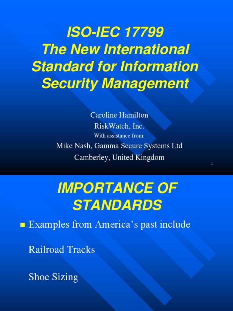ISO/IEC 17799: Information Security Standard | PDF | Business ...