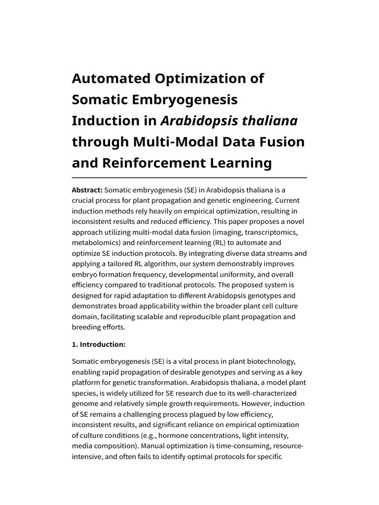 Automated Optimization of Somatic Embryogenesis Induction in ...