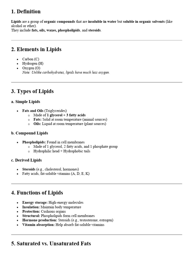 Understanding Lipids: Types and Functions | PDF
