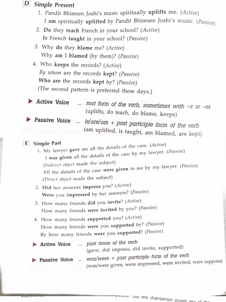 Rules of Active & Passive Voice | PDF