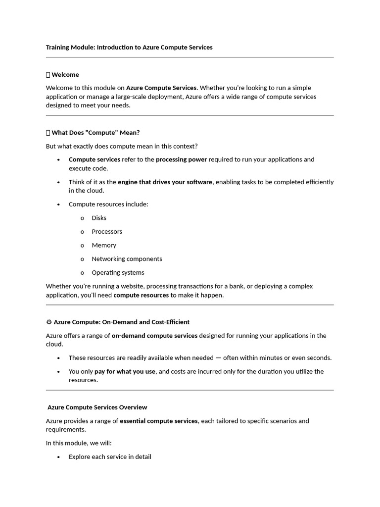 Azure Compute Services Overview Guide | PDF | Microsoft Azure | Cloud ...
