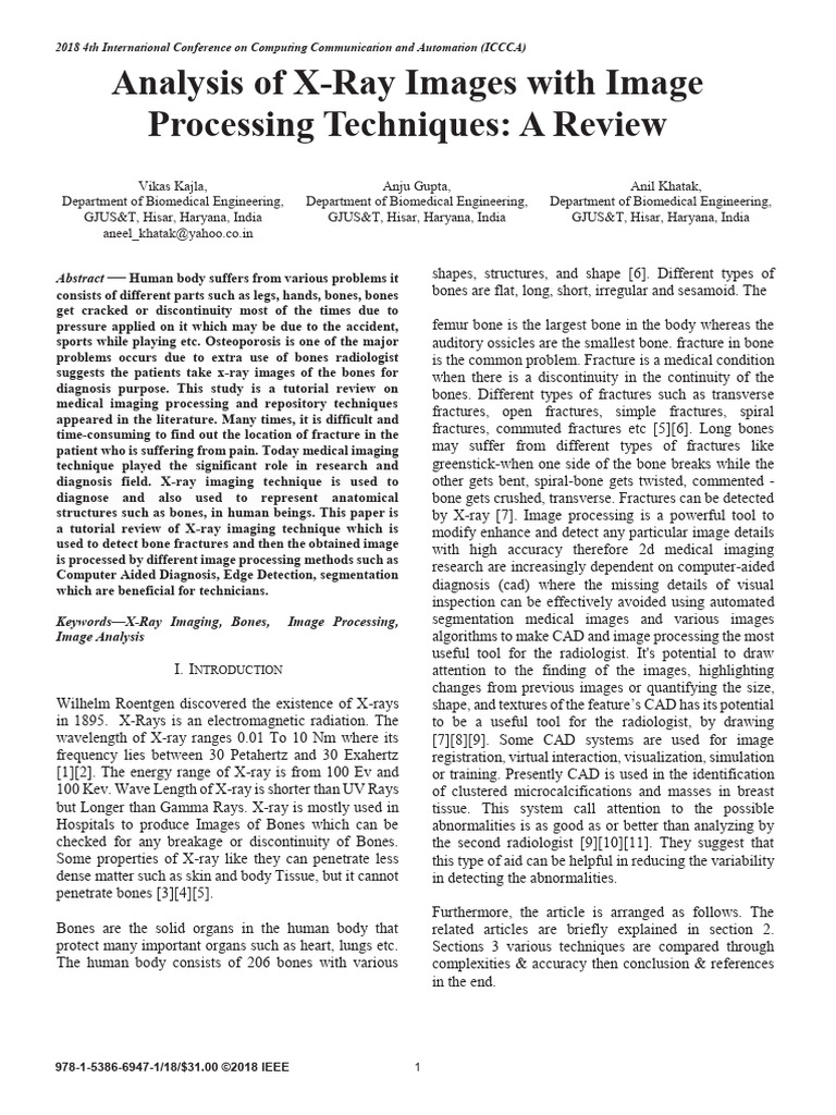 Analysis of X-Ray Images With Image Processing Techniques - Review ...